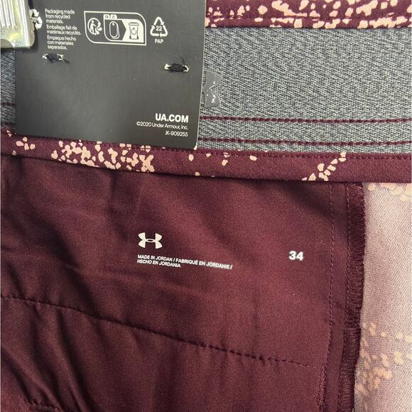 NWT Under Armour Golf Printed Burgundy Shorts Mens Size 34 (1377303-600) - Picture 4 of 9